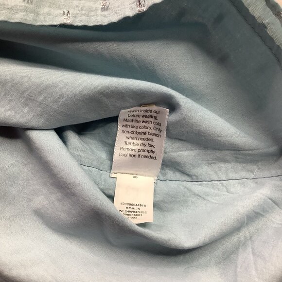 Womens Light Blue 3/4 Puff Sleeve Top Square Neck Silver Embroidery Pattern Lg - Picture 7 of 7